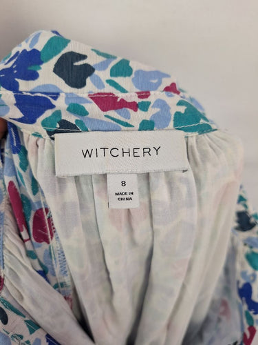 Second-Hand - Witchery Splash Floral Tiered Mini Dress Size 8 - SwapUp