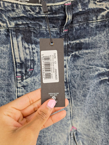 Second-Hand - Jaded London Stone Wash Flirty Denim Skirt Size 12 - SwapUp