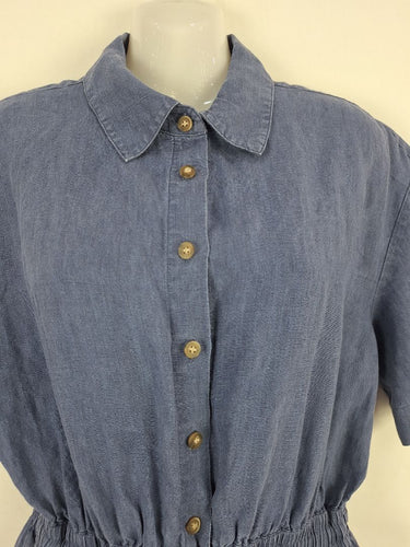 Second-Hand - Country Road Washed Blue Linen Playsuit Size 8 - SwapUp