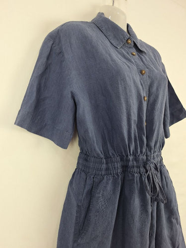 Second-Hand - Country Road Washed Blue Linen Playsuit Size 8 - SwapUp