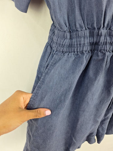 Second-Hand - Country Road Washed Blue Linen Playsuit Size 8 - SwapUp
