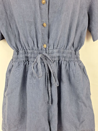 Second-Hand - Country Road Washed Blue Linen Playsuit Size 8 - SwapUp