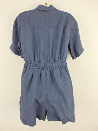 Second-Hand - Country Road Washed Blue Linen Playsuit Size 8 - SwapUp