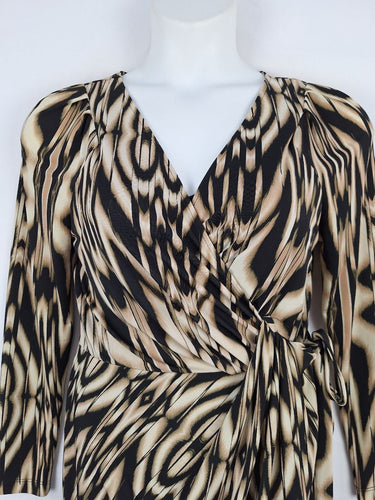 Second-Hand - David Lawrence Jungle Wrap Style Midi Dress Size M - SwapUp