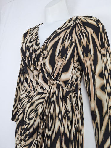Second-Hand - David Lawrence Jungle Wrap Style Midi Dress Size M - SwapUp