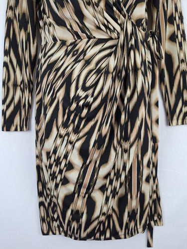 Second-Hand - David Lawrence Jungle Wrap Style Midi Dress Size M - SwapUp