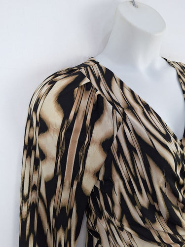 Second-Hand - David Lawrence Jungle Wrap Style Midi Dress Size M - SwapUp