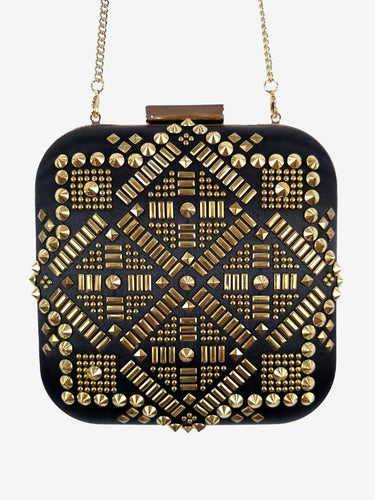 Olga Berg Golden Stud Square Clutch