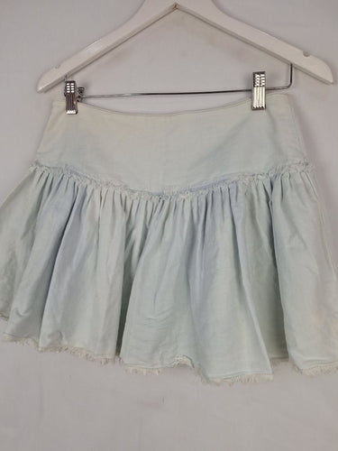 Second-Hand - Seed Light Wash Distressed Mini Skirt Size 8 - SwapUp
