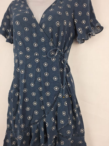 Second-Hand - Tigerlily Navy Wrap Motif Dress Size 8 - SwapUp