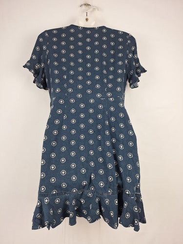 Second-Hand - Tigerlily Navy Wrap Motif Dress Size 8 - SwapUp