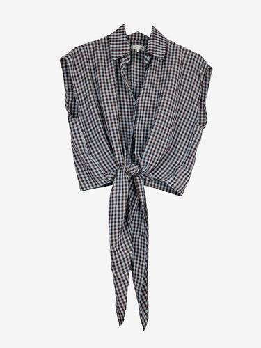 Scanlan Theodore Sleeveless Gingham Tie Top Size 10