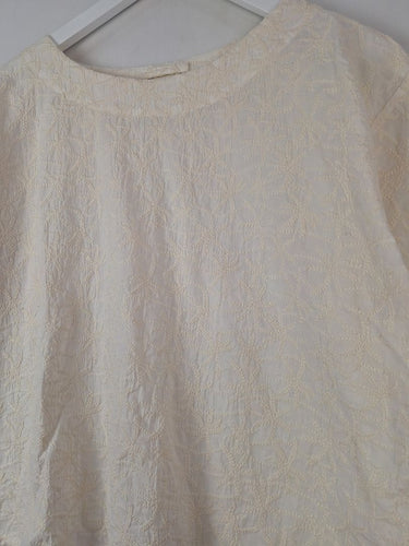Second-Hand - Megan Park Cream Embroidered Top Size S - SwapUp