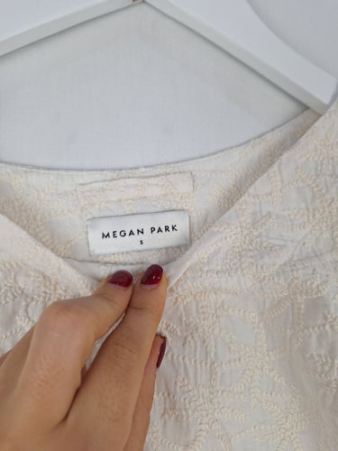 Second-Hand - Megan Park Cream Embroidered Top Size S - SwapUp