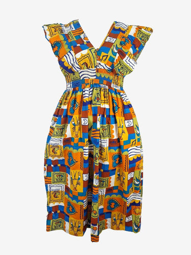 Keshet Earthy Vacation Stamp Print Dress Size M