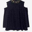 Second-Hand - Tiana B Beaded Collar Cold Shoulder Top Size M - SwapUp