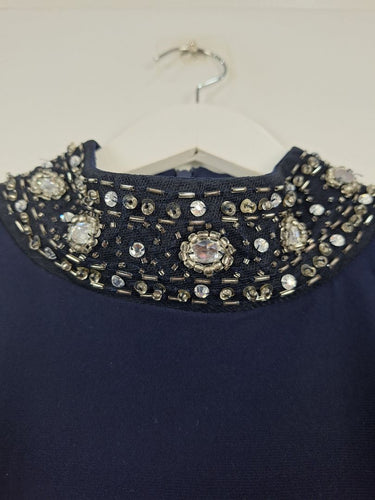 Second-Hand - Tiana B Beaded Collar Cold Shoulder Top Size M - SwapUp