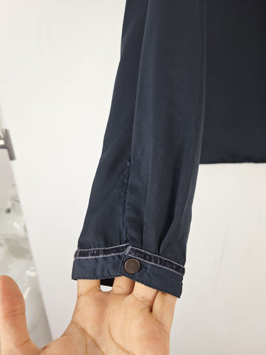 Second-Hand - Scotch & Soda Navy Satin Cross Over Top Size S - SwapUp