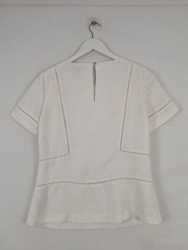 Second-Hand - Banana Republic White Lace Trim Detail Top Size S - SwapUp