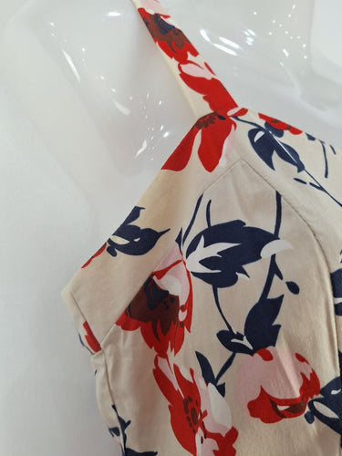 Second-Hand - Cue Beige Sweet Feminine Flower Dress Size 8 - SwapUp