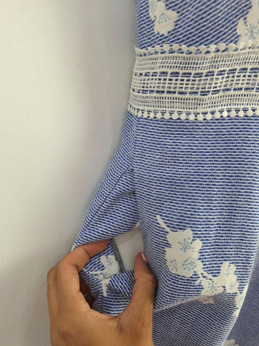 Second-Hand - Marcs Cherry Blossom Sky Lace Waist Dress Size 8 - SwapUp