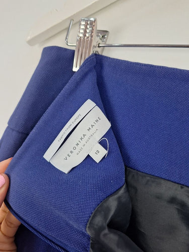 Second-Hand - Veronika Maine Royal Blue Double Zip Skirt Size 12 - SwapUp