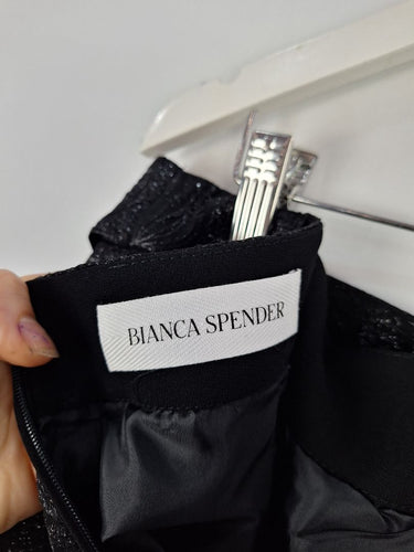 Second-Hand - Bianca Spender Textured Shimmer A Split Skirt Size L - SwapUp
