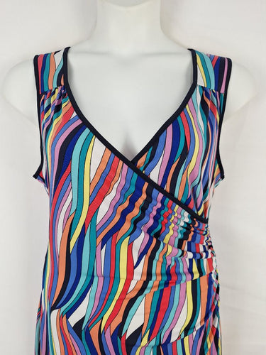 Second-Hand - Leona Edmiston Technicolour V Neck Dress Size 12 - SwapUp