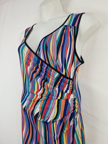Second-Hand - Leona Edmiston Technicolour V Neck Dress Size 12 - SwapUp