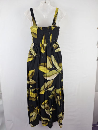Second-Hand - Witchery Dark Banana Leaf Tiered Maxi Dress Size 8 - SwapUp