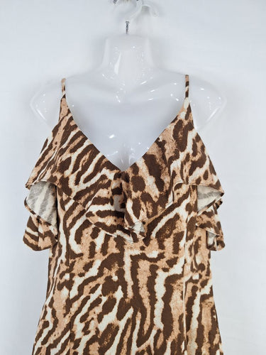 Second-Hand - Witchery Auburn Cheetah Print Linen Dress Size 8 - SwapUp