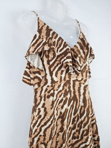 Second-Hand - Witchery Auburn Cheetah Print Linen Dress Size 8 - SwapUp