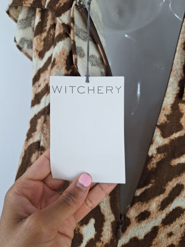 Second-Hand - Witchery Auburn Cheetah Print Linen Dress Size 8 - SwapUp
