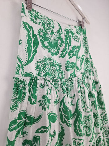 Second-Hand - Witchery Green Paisley Swirl Linen Skirt Size 8 - SwapUp