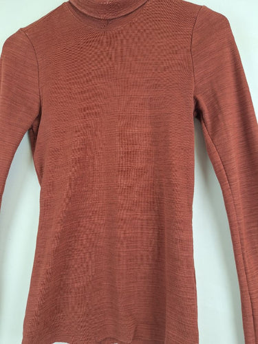 Second-Hand - Bassike Thick Terracotta Roll Neck Top Size XS - SwapUp