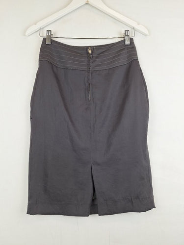 Second-Hand - White Suede Slate Sheen Pleat Mini Skirt Size 8 - SwapUp