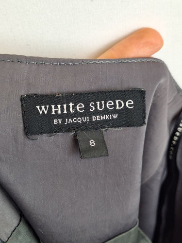 Second-Hand - White Suede Slate Sheen Pleat Mini Skirt Size 8 - SwapUp