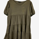 Second-Hand - French Connection Khaki Tiered Casual Mini Dress Size M - SwapUp