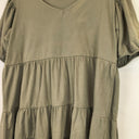 Second-Hand - French Connection Khaki Tiered Casual Mini Dress Size M - SwapUp