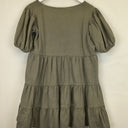 Second-Hand - French Connection Khaki Tiered Casual Mini Dress Size M - SwapUp