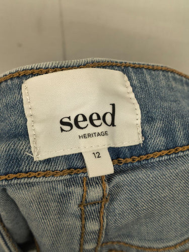 Second-Hand - Seed Two Tone Raw Edge Mini Shorts Size 12 - SwapUp