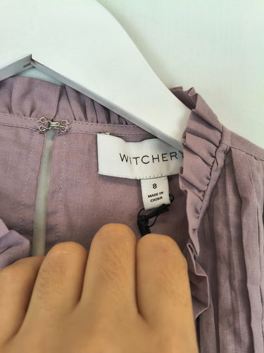 Second-Hand - Witchery Bohemian Lilac Trimmed Blouse Size 8 - SwapUp
