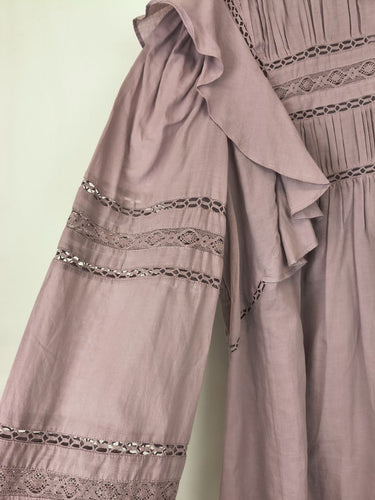 Second-Hand - Witchery Bohemian Lilac Trimmed Blouse Size 8 - SwapUp