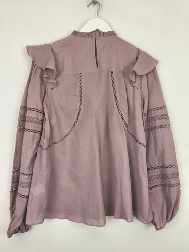 Second-Hand - Witchery Bohemian Lilac Trimmed Blouse Size 8 - SwapUp