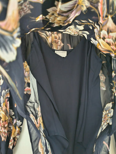 Second-Hand - Witchery Semi Sheer Navy Floral Blouse Size 8 - SwapUp