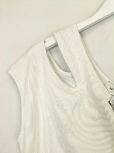 Second-Hand - Witchery Asymmetric Cut Out Cotton Top Size S - SwapUp