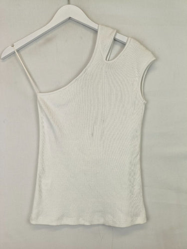 Second-Hand - Witchery Asymmetric Cut Out Cotton Top Size S - SwapUp
