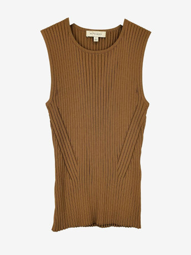 Witchery Mocha  Ribbed Fitted Knit Top Size S