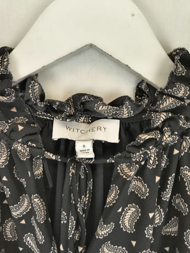 Second-Hand - Witchery Ruffled Everyday Paisley Office Blouse Size 8 - SwapUp
