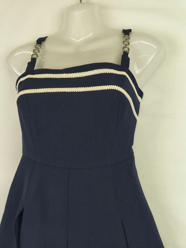 Second-Hand - Assorted Brands Classic Embroidered Trim Box Pleat Dress Size XS - SwapUp